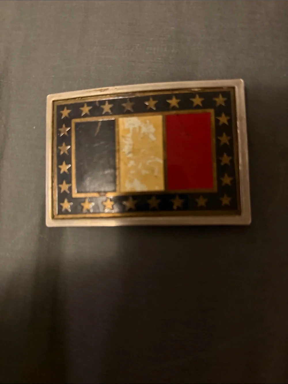 Decorative Rectangular Enamel Accent - Black, Gold, Red
